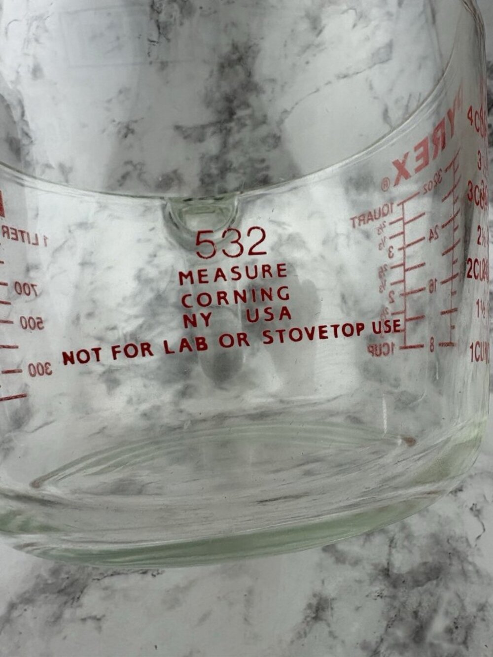 *Vintage Pyrex Measuring Cup Large 1 Liter 4 Cups Red Lettering Kitchen Utensil - Picture 6 of 10